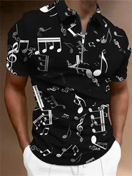 2024 Polo Music Pattern 3D Print Shirts Street Style Men's Clothing Polo T-shirts for Men Music Print Men's Short Sleeve Shirts