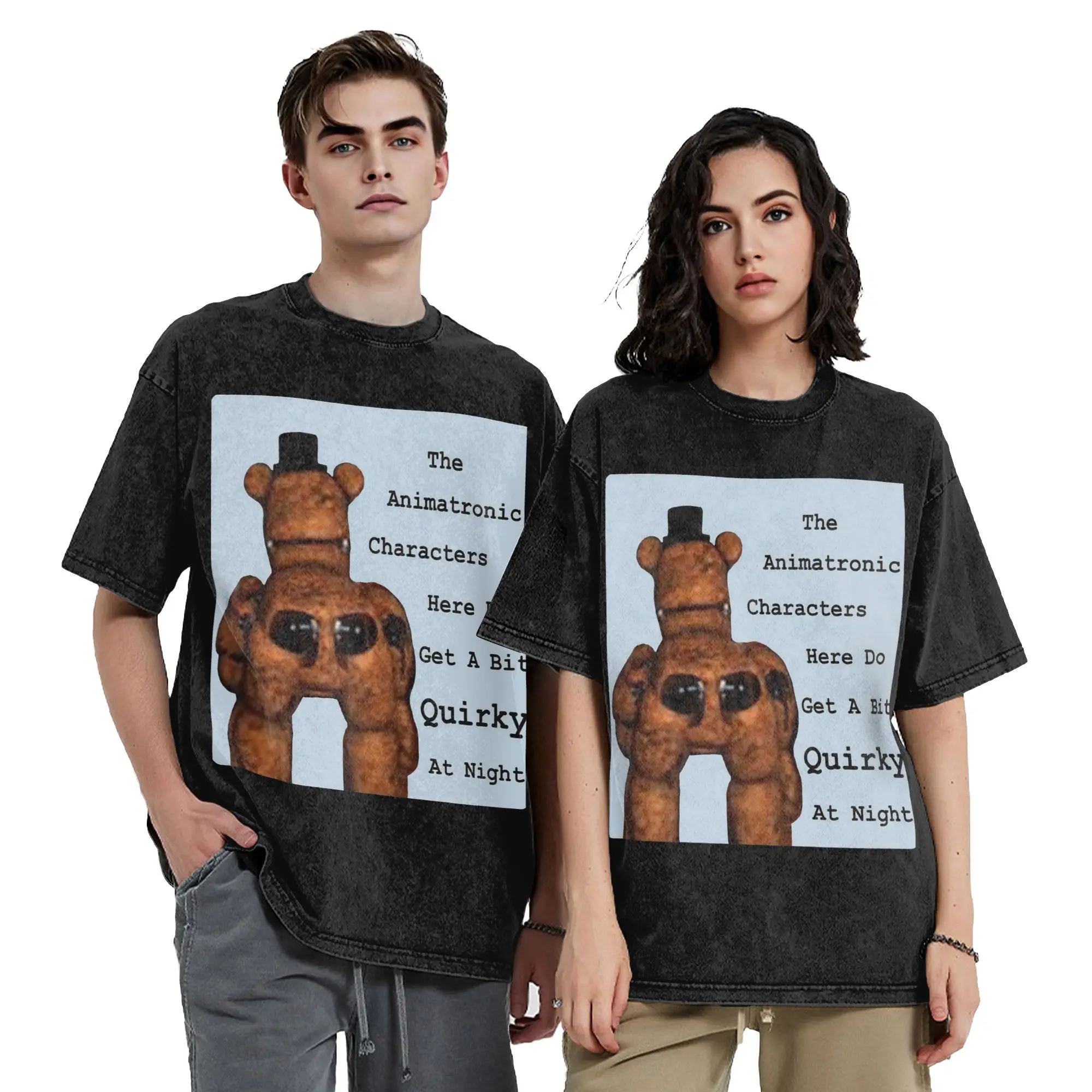 Men Women Wased T-shirts FNAF At Freddys Printed Shirt Apparel Oversize  Tee Shirts