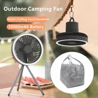 10000mAh USB Tripod Camping Fan With Power Bank Light Rechargeable Desktop Portable Circulator Wireless Ceiling Electric Fan