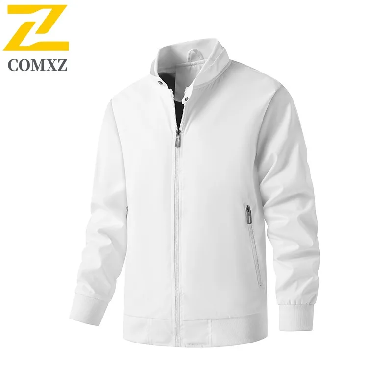 COMXZ メンズ ジャケット プレミアム スタンドカラー アウトドア 旅行 防風 快適なコート カジュアル デイリースタイル 軽量 秋ジャケット
