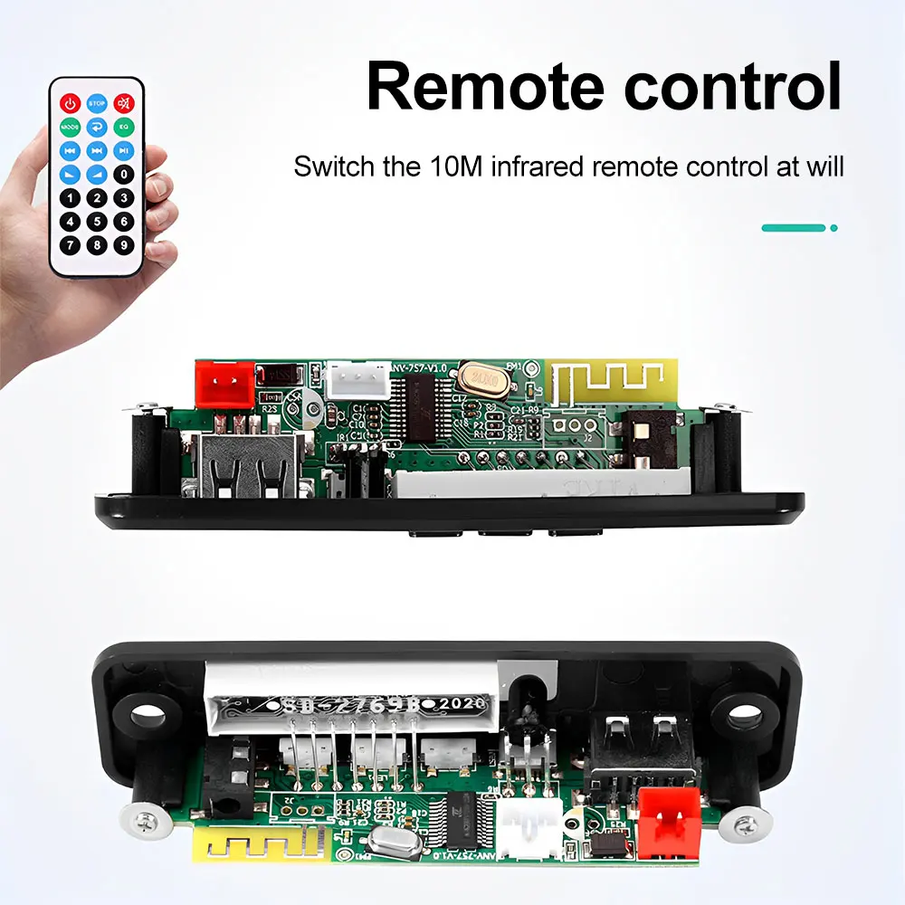 DC3.7-5V TWS Wireless Interconnect Bluetooth MP3 Decoder Board Lossless Audio FM Infrared Remote Control Speaker Accessories