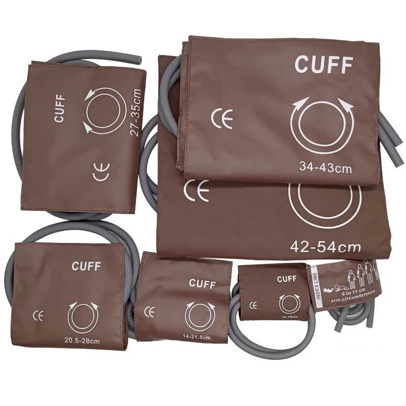 All Sizes In One Set Reusable Blood Pressure NIBP Cuff With Double Tube For Neonates to Adult Size Patient Monitor Double Hose