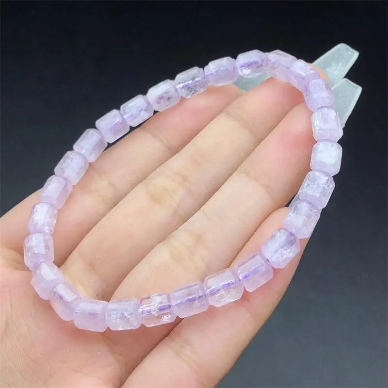 6MM Natural Kunzite Bucket Bead Bracelet Women Fashion Round Stone Elegant Healing Strand Wristband Gift 1PCS