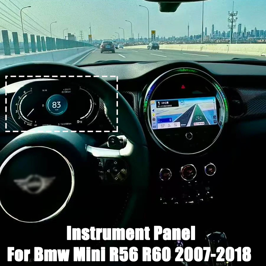 أداة LCD جديدة للسيارة لسيارات Bmw Mini R56 R60 2007-2018 أداة عداد السرعة ترقية لوحة أدوات شاشة كبيرة ذكية