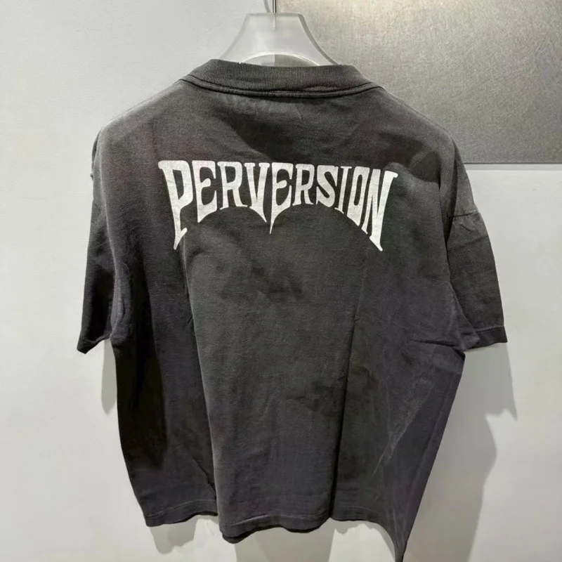 

Новая футболка Saint Oversize, мужская винтажная свободная повседневная футболка с круглым принтом черепа, модная футболка