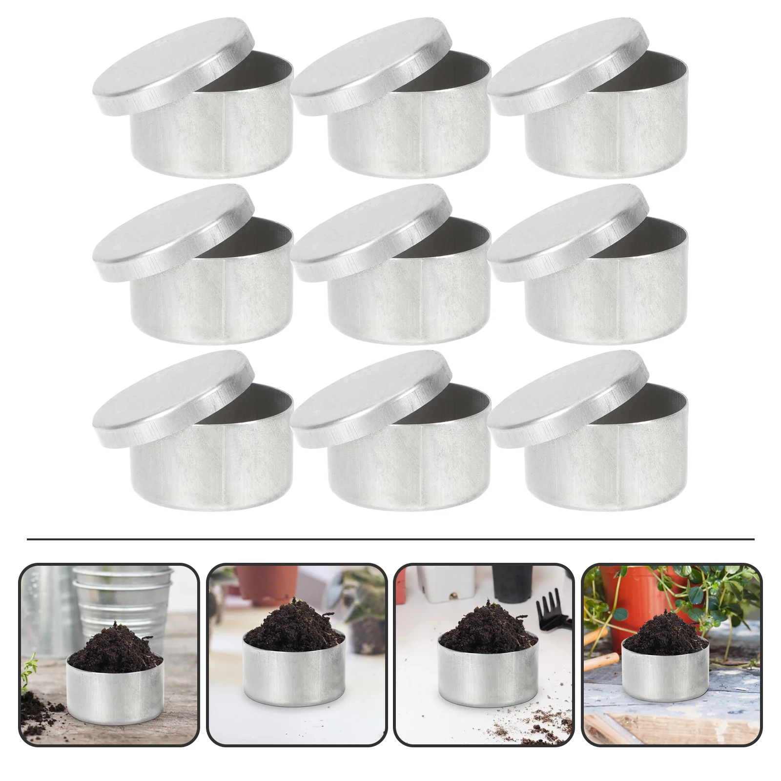 

9 Pcs Soil Sampling Box Weighing Container Metal Storage Tin Jars Empty Tins Containers Tiny Round with Lids