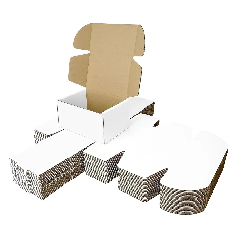 

Corrugated Shipping Box Mailers Small White shipping boxes for Mailing, E-commerce, Gift Packaging, Easy Assemble Durable Cor