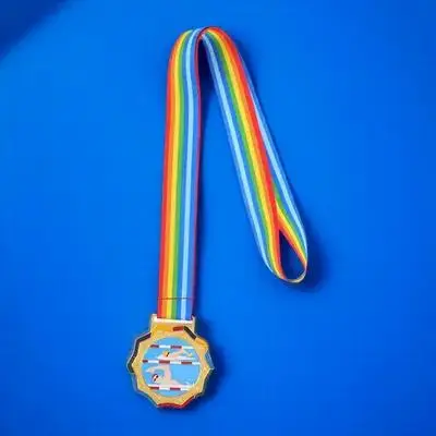 

Swimming Medals For Gold First Place Trophy Sports Awards Medal With Neck Ribbons Durable Metal Competition Keepsake