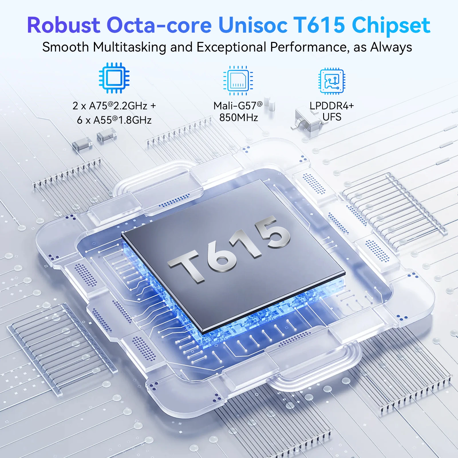 تابلت TABWEE W90 Android 15 مقاس 11 بوصة - 24 جيجابايت رام 256 جيجابايت، Dual 4G LTE + 5G WiFi، Octa Core T615، 8000 مللي أمبير، Gemini AI، WideVine L1