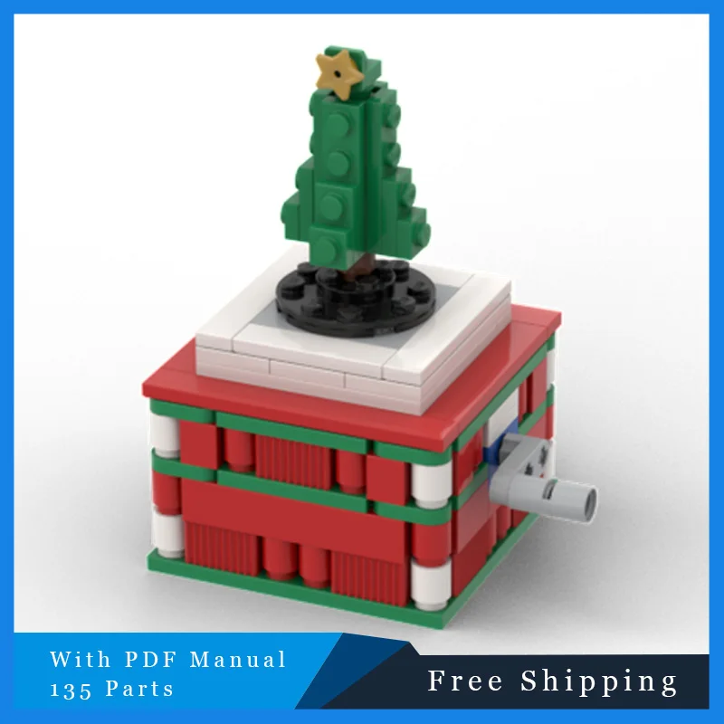 

135, детали MOC, модели строительных блоков на рождественскую тематику, праздничная музыкальная коробка, игрушка, детские развивающие наборы для сборки «сделай сам», праздничные подарки