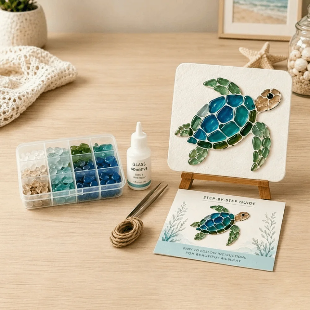 Glass Tiles Mosaic Kit Mosaic Craft Supply DIY Beginner Friendly DIY Glass Craft Glass Art Material Home Decor Kit