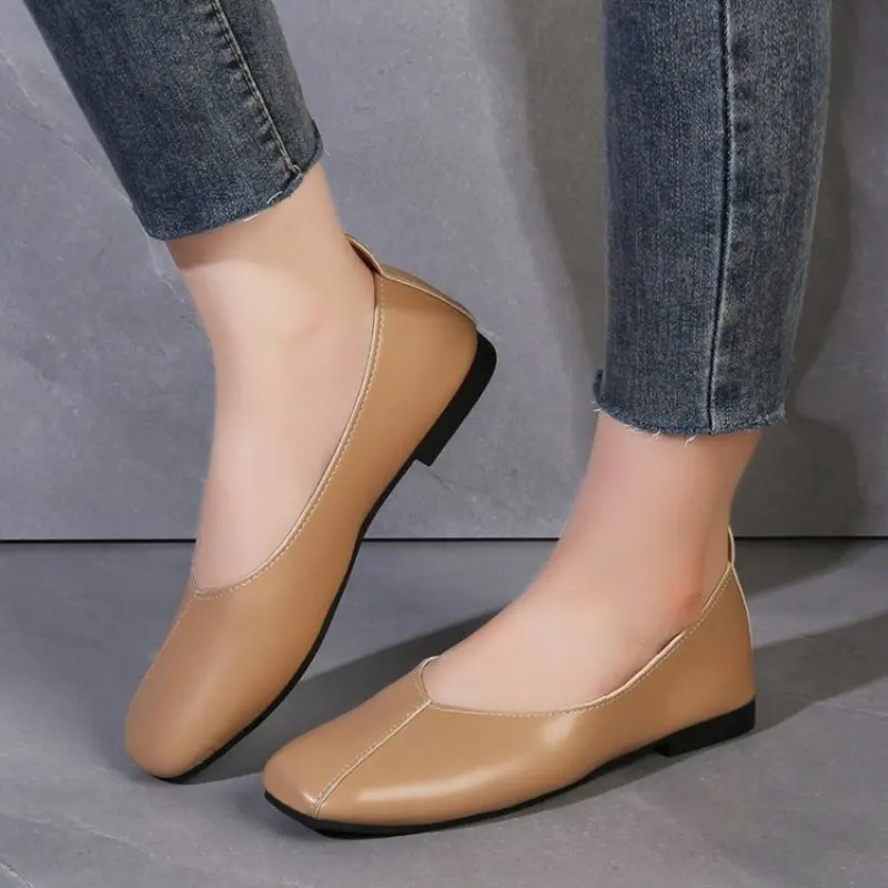 

NEW Genuine Leather Single Shoes Women Flats Lazy Apricot Ol Shoes Autumn New Summer Casual Shoes Female Flats Summer Fashion