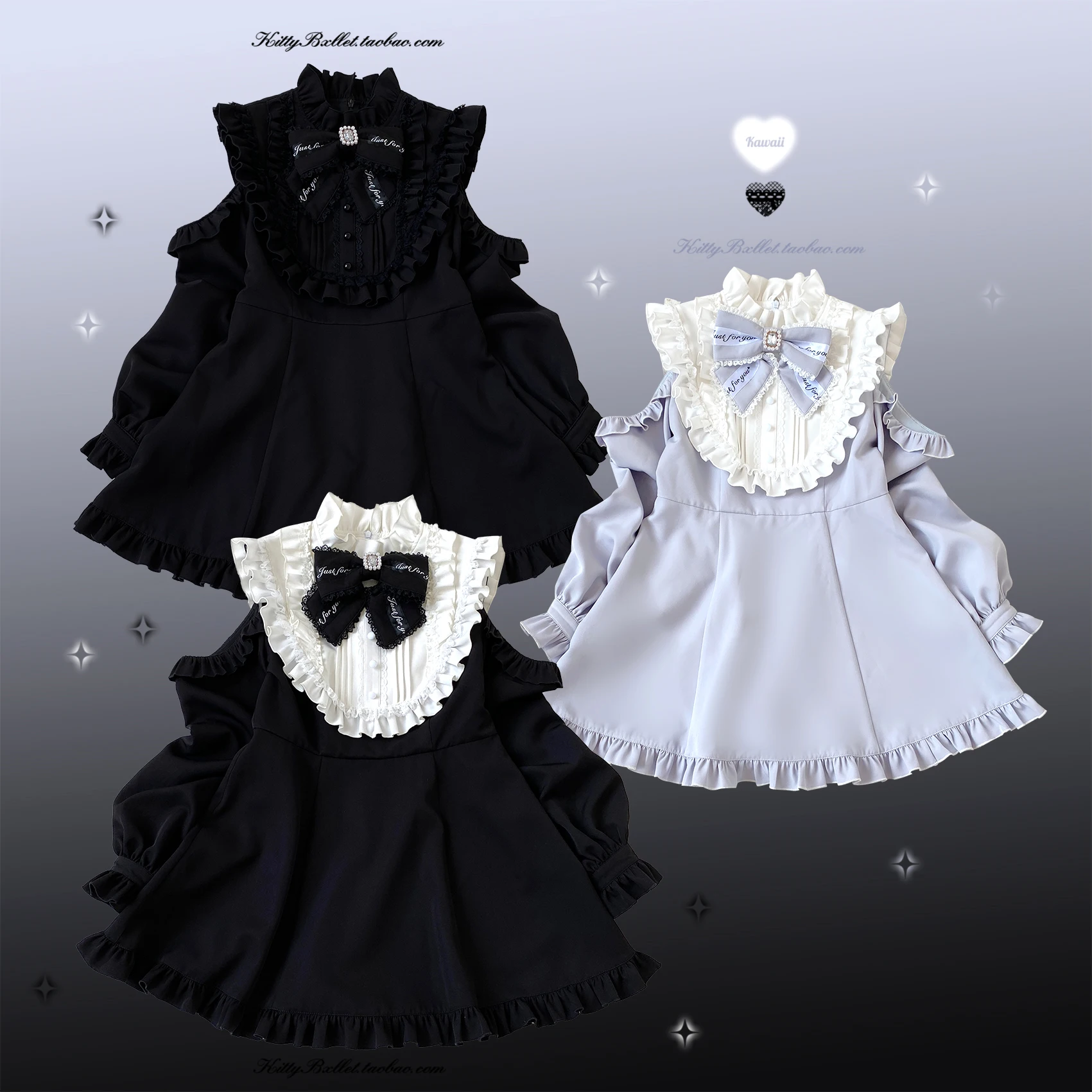 

Shoulderless Lotus Leaf Bow Lace Lolita Dress Japanese Sweet Loli Student Campus Tea Party Dress