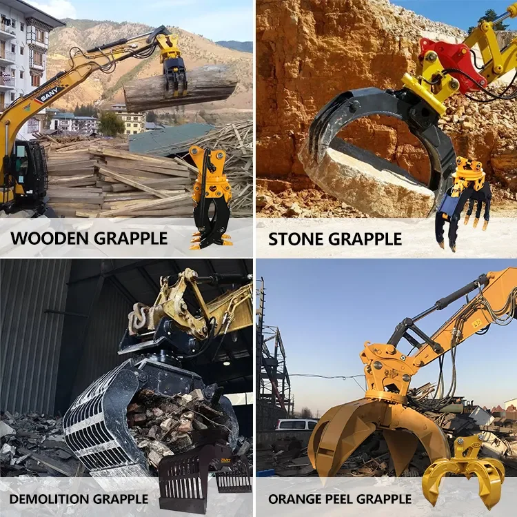 Wholesale Excavator Hydraulic Rotating Demolition Grapple Rock Sorting Grabber Attachment 360 Degree Rotation Scrap Stone Grab