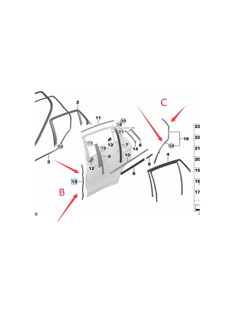 Car Door Rubber B C-pillar Sealing Strip for BMW F16 F86
