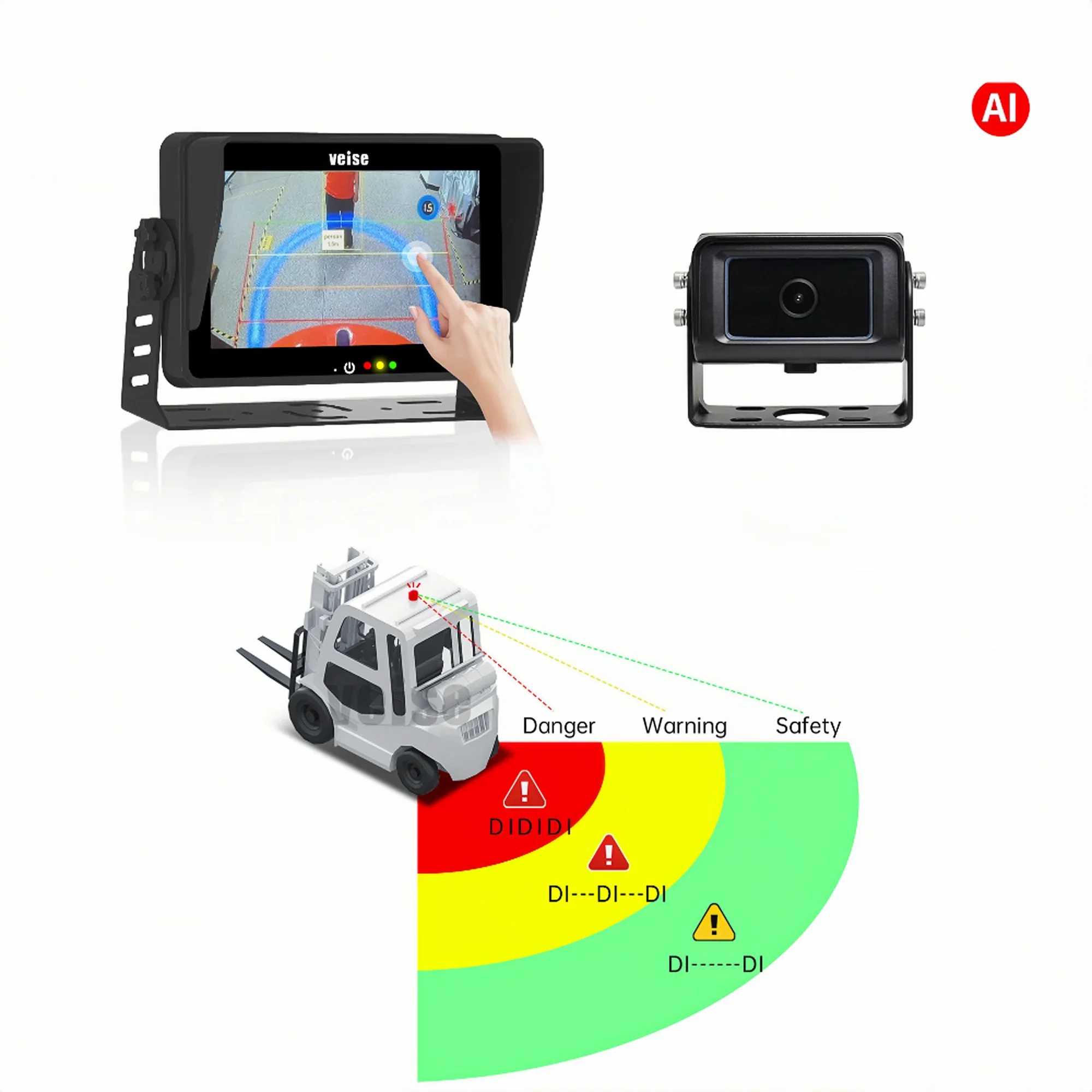 

VEISE BSD Blind Spot Detection System Vehicle And Pedestrian Active Detection Anti Collision Warning Forklift Camera System