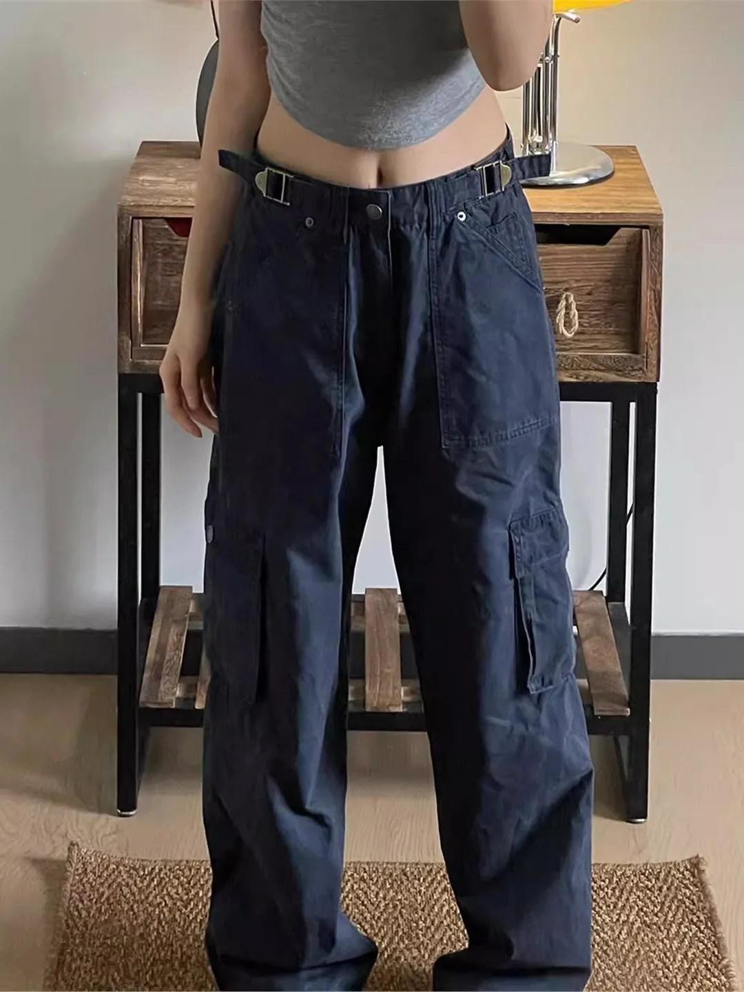 

Ретро-американские свободные прямые рабочие брюки для мужчин, весенне-осенние повседневные джинсы в уличном стиле, модные длинные брюки для мужчин и женщин