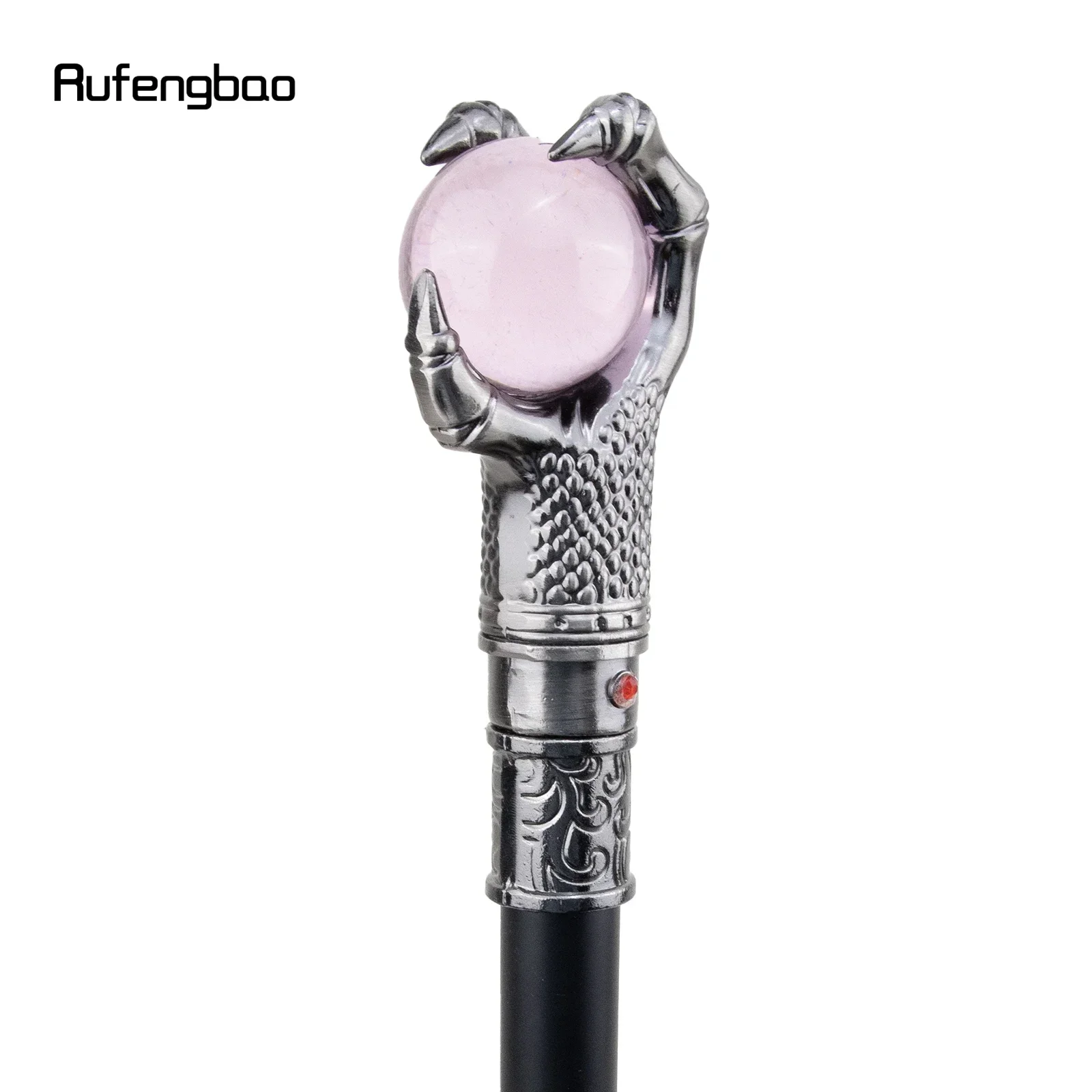 الفضة التنين مخلب فهم الوردي كرة زجاجية عصا المشي الأزياء الزخرفية عصا للمشي أداء المرحلة قصب 93 سنتيمتر