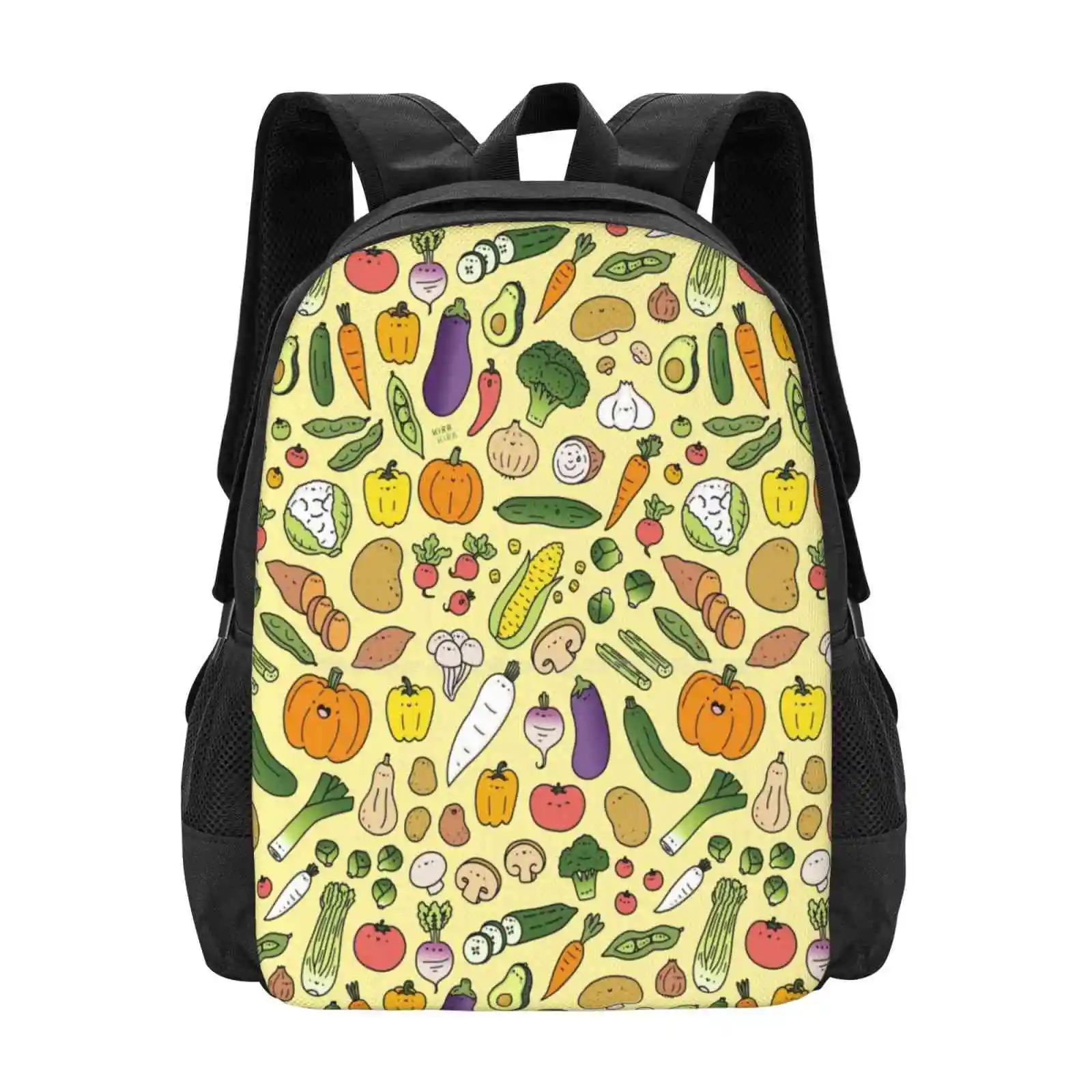 Veggie Friends Doodle zaino da scuola di grande capacità borse per Laptop verdure Doodle muslimah Kira Kira Food Doodle Fall