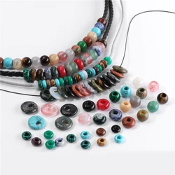 5Pcs/Lot Natural Stone Large Hole Beads Natural Abacus Shape Agates Big Hole Beads for Jewelry Making DIY Bracelet Earrings