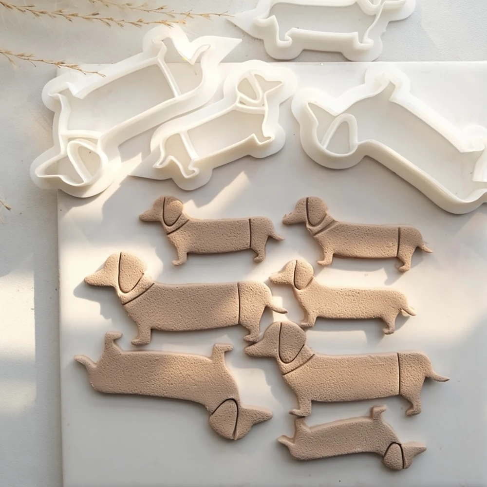 1pc Dachshund Shape Polymer Clay Cutter Mold Soft Pottery Clay Earring Pendant Make Tools Pet Biscuits Mold Fridge Magnets Mold