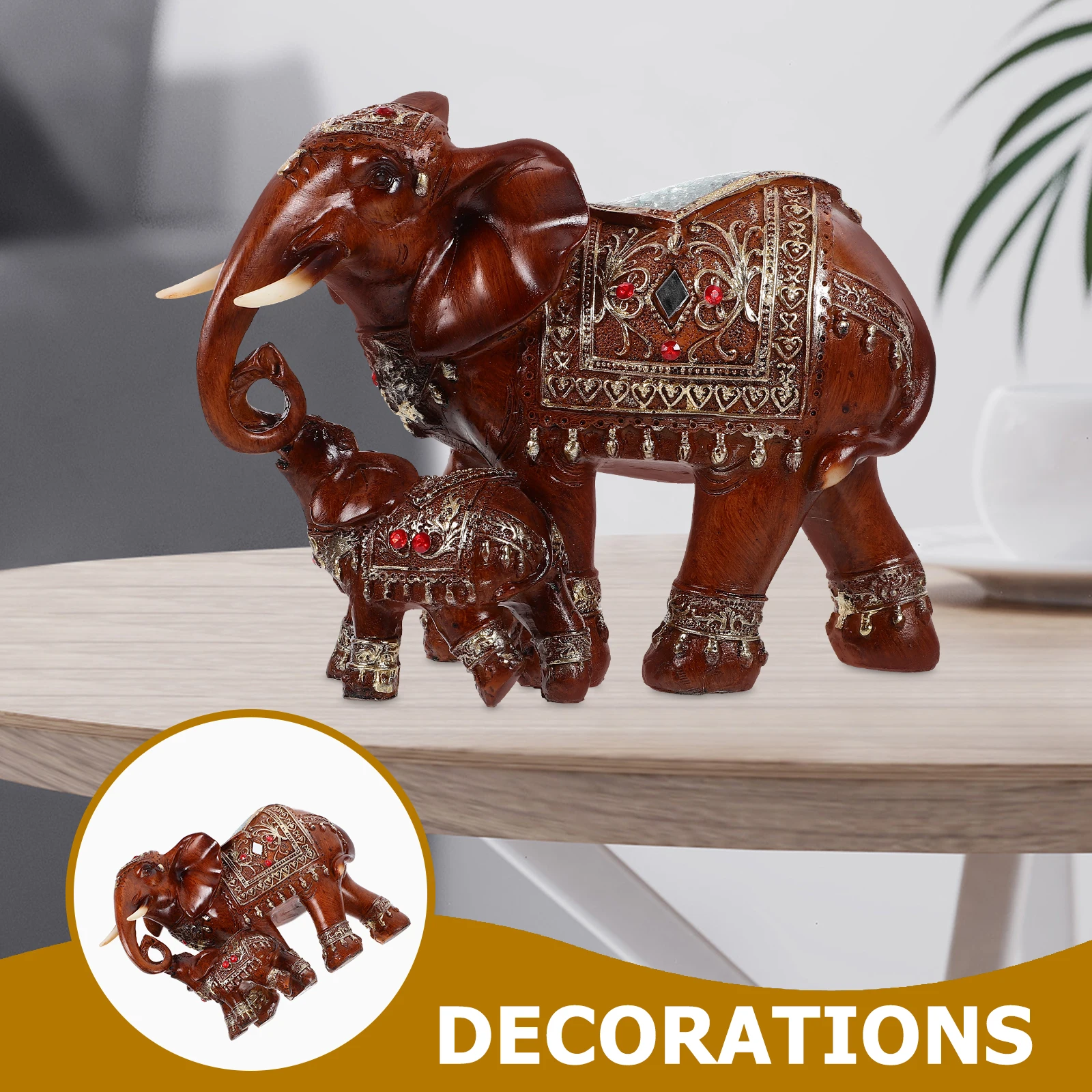 

Lucky Wealth Statue Desktop Ornament Home Room Decorative Resin Artwork Vintage Craft Wealth Craft Decor Resin Elephant Prop