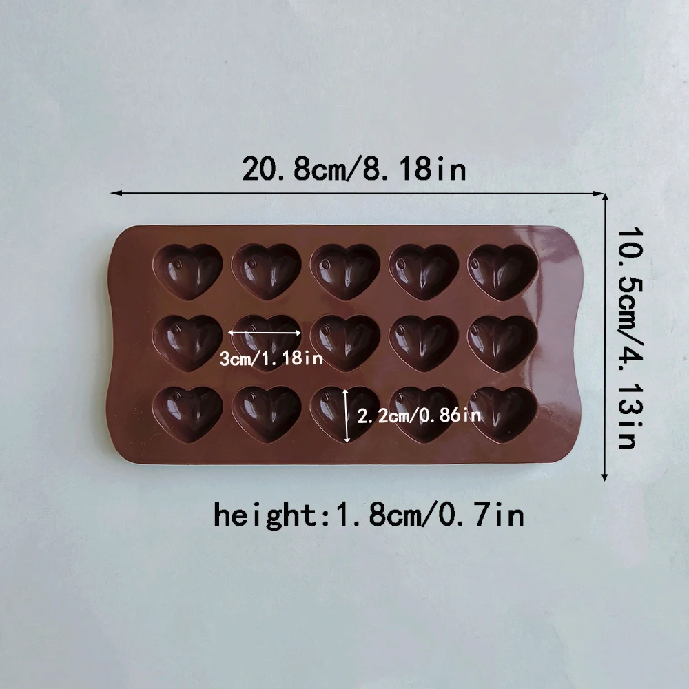 1pc 15 cavity Diamond Heart Shaped Silicone Chocolate Mold Handmade Biscuit Candy Jelly Mold Lacquer Wax Particle Mold