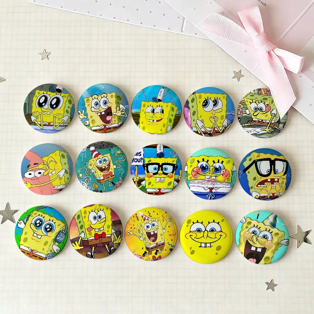 S-SpongeBob SquarePants Badges Tinplate Soft Button Pin Brooch Metal Badge Custom Jewelry Accessories Hat Bag Lapel