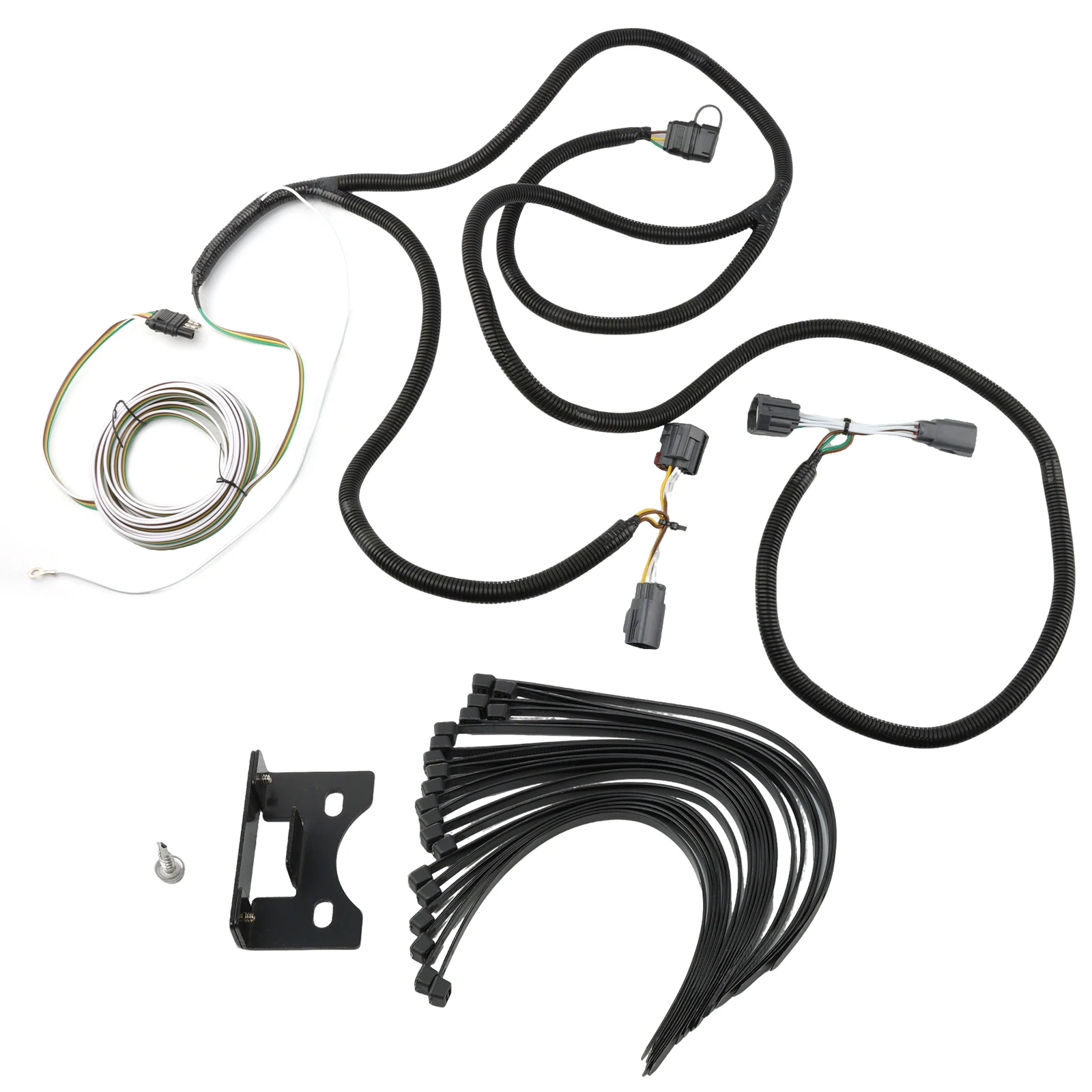 

Trailer Wiring Harness Kit Input/Output Connectors Extension Mounting Brackets 58903 For 2007-2018 Jeep For Rv Dinghy Tow Wiring