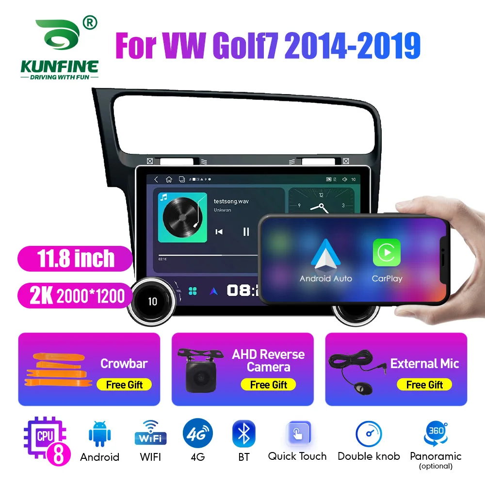 

11.8 Inch 2K Double Knobs 2 Din Car Radio For Honda Golf7 2014-2019 Car Radio DVD Multimedia Video Player Android Auto Carplay