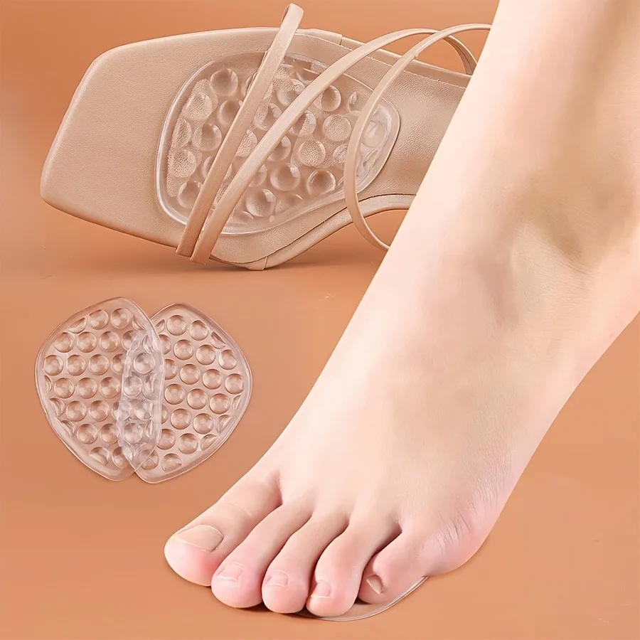 Transparent Gel Forefoot Pads Self-Adhesive Non-Slip Cushion Inserts Soft Foot Sole Protectors for High Heels Sneakers