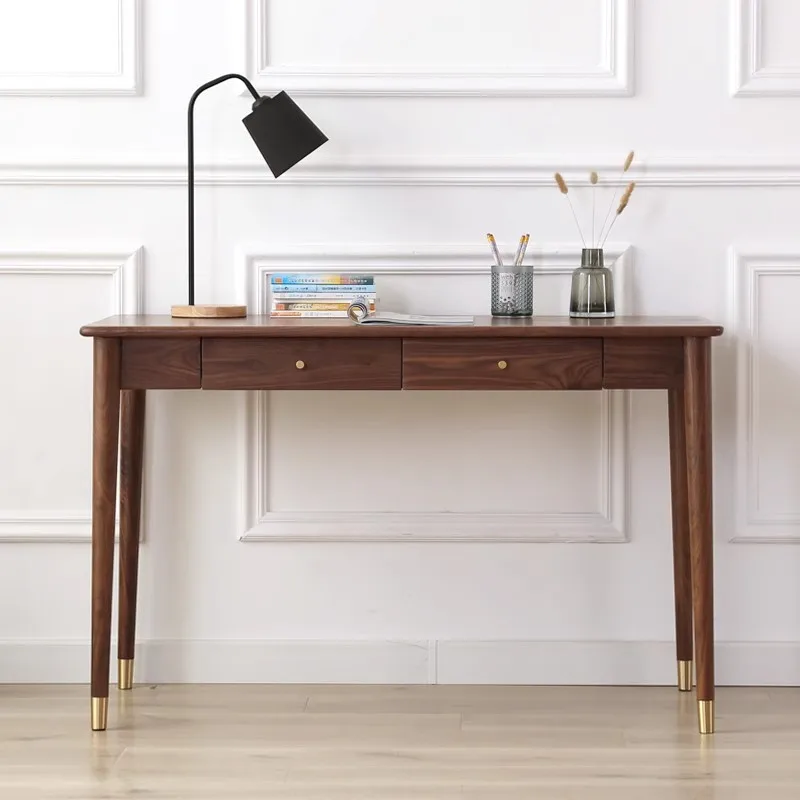 Настраиваемый письменный стол Современный простой компьютерный стол из черного ореха Небольшая квартира Гостиная Дом