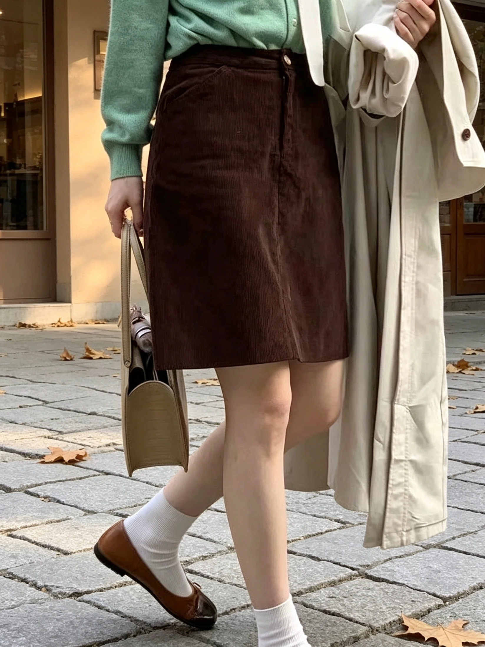 High Waist A-Line Straight Cut Skirt Women's Commute Style Slimming Five-Quarter Length Korean Fashion Daily Wear