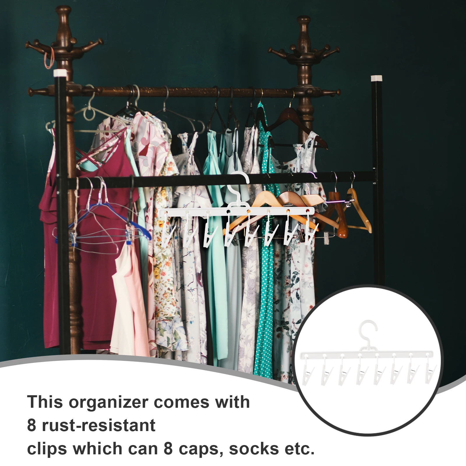 

Underwear Windproof Clips Foldable Hanger Socks Holder Multi-Purpose Clothes Organizer Closet Storage Rack For Caps