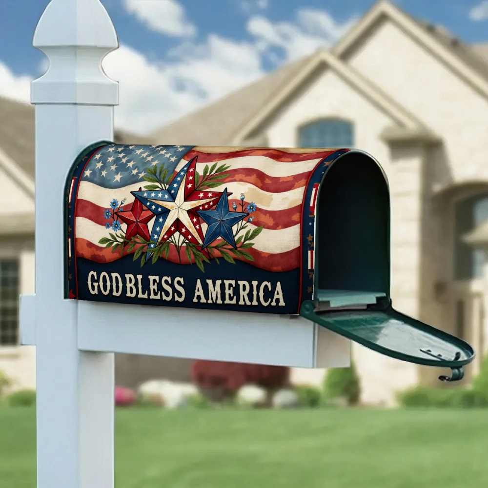 1pc American flag and stars mailbox cover with 