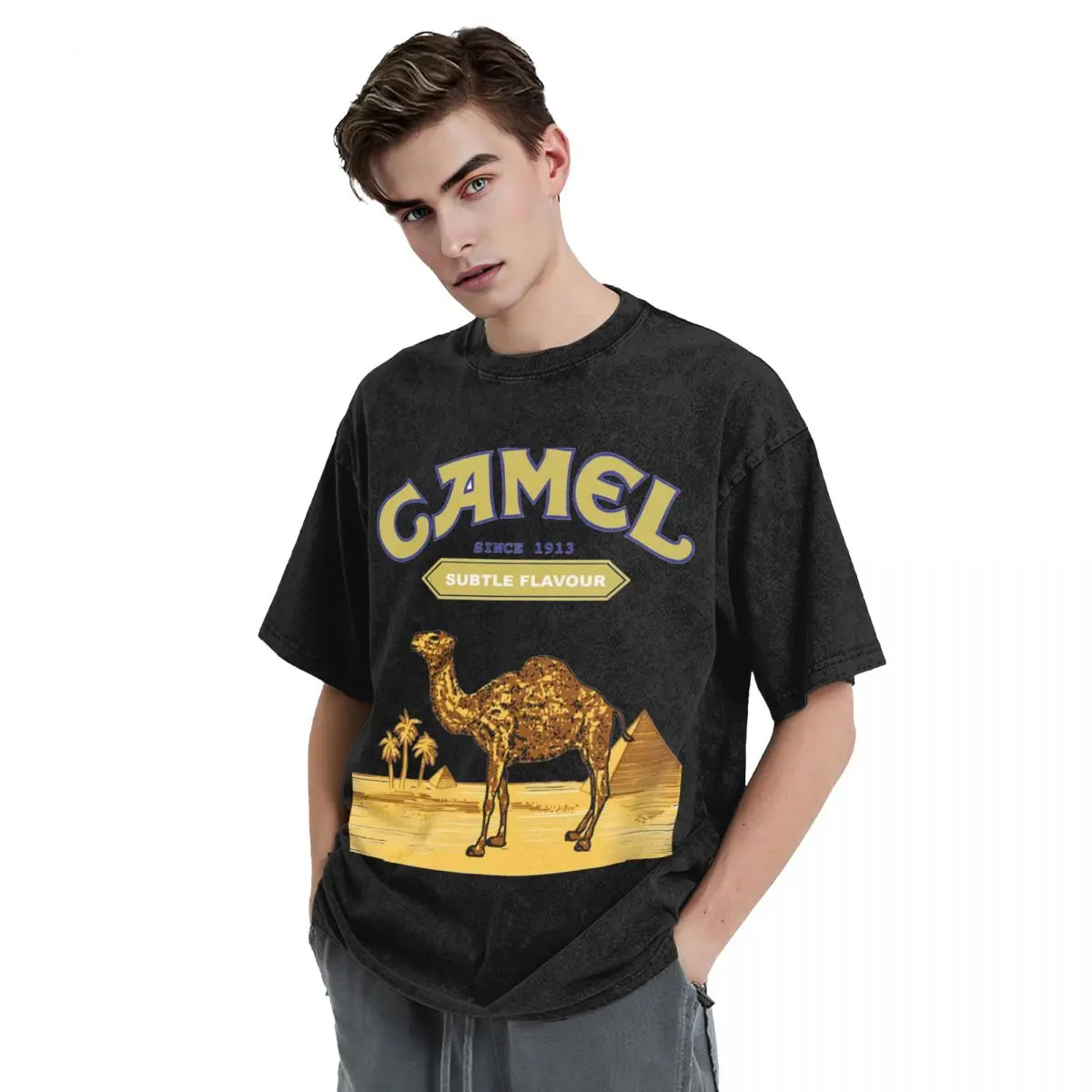 Sprane koszulki Camel Cigarettes Hip Hop Vintage T-Shirt Harajuku 1931 Streetwear Bawełniane koszulki z grafiką dla mężczyzn i kobiet