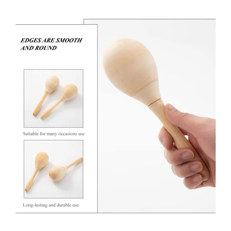 BABQ 10Pcs Maracas Hand Percussion Rattles DIY Wood Maracas with Crisp Blow Sound for Music Party Favors