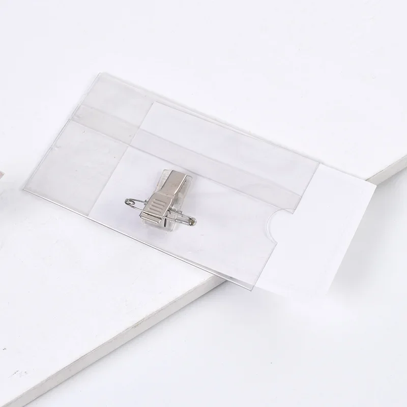 Waterproof Transparent Card Holder with Safety Pin Clip Anti-lost Card Protector for Business Bus Bank Credit Card Cover 9x5.5cm image 3