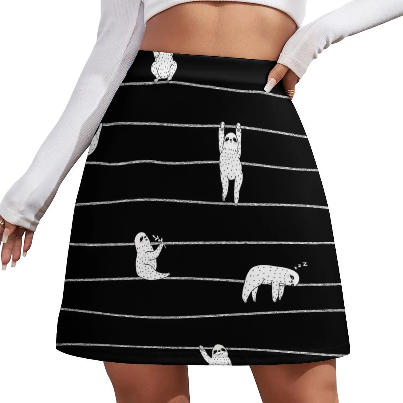 Sloth Stripe Mini Skirt dress women summer School uniform Dresses Mini Skirt