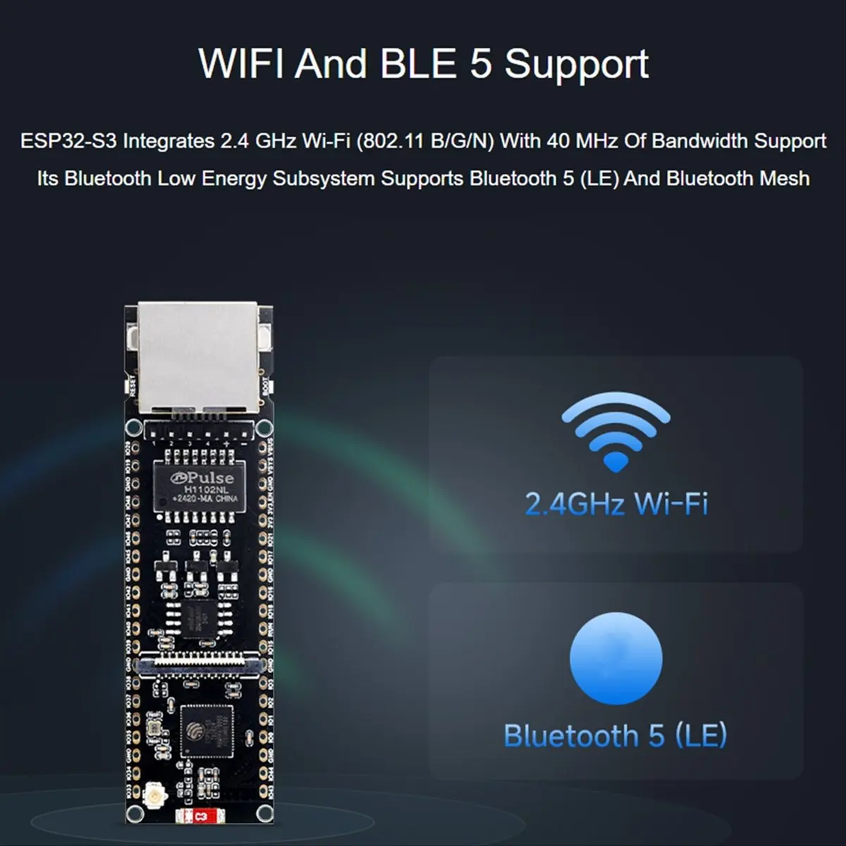 

(ABGQ) Плата разработки ESP32-S3 ETH Ethernet с двухъядерным процессором, Wi-Fi и Bluetooth, беспроводной интерфейс USB Type-C ESP32-S3-ETH