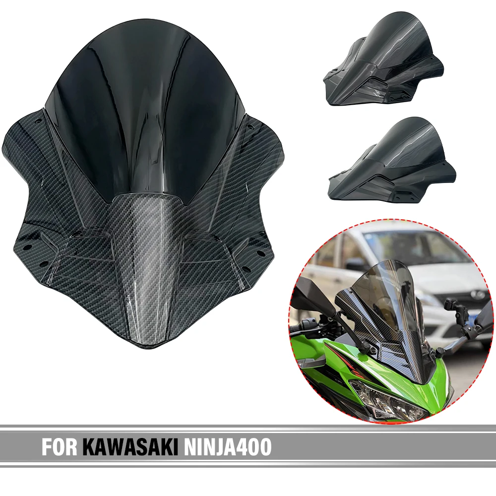 

For Kawasaki NINJA400 2018 2019 2020 2021 2022 Double Bubble Motorcycle Carbon Fiber Windscreen Windshield visor High quality