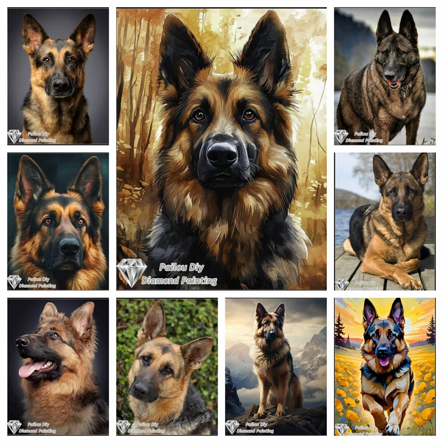 

German Shepherd Dog Diamond Painting Kits Photo Art 5d Diy Full Square Round Mosaic Cross Stitch Embroidery Home Decor Gift