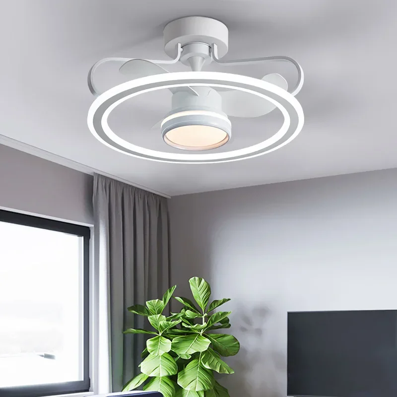 Fan lamp ceiling fan lamp Nordic simple invisible bedroom dining room ceiling live fan integration