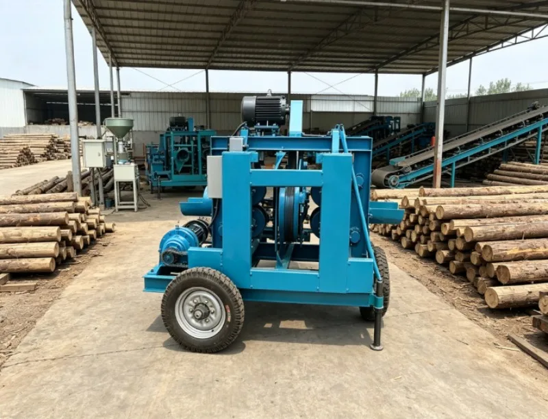 High Peeling Rate Roller Wood Debarker, Single Double Roller Log Peeling Machine For Forestry Timber Work
