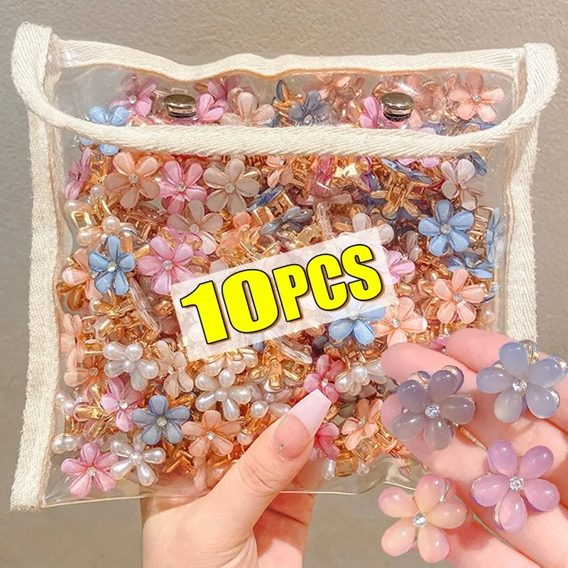 Koreanische süße Mini-Blumen-Seiten-Haarspangen für Mädchen, Haarklammern, süßer Opal, Zirkon, Pony, Haarnadeln, kleine Haar-Accessoires, Haarspangen