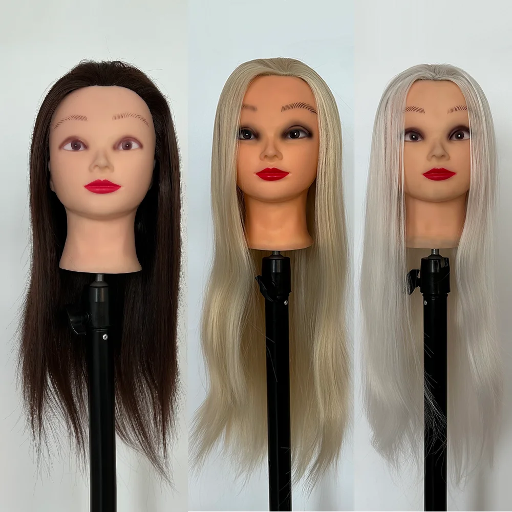 Long Straight Hair Hairdressing Synthetic Training Mannequins Head For Makeup Hair braiding Practice Salon Head Styling Tool