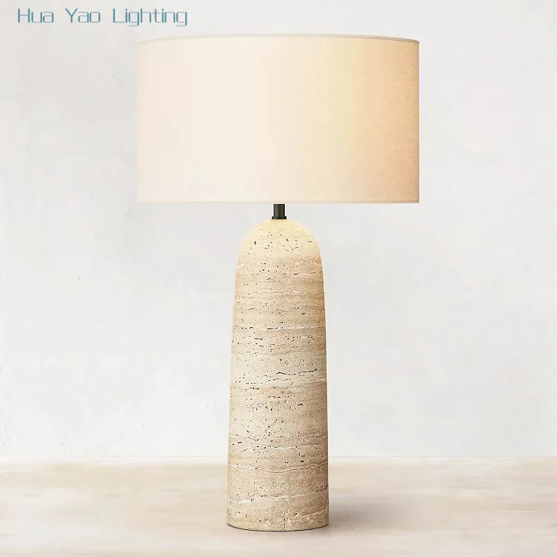 New Post-modern Simple Travertine Table Lamp Living Room Bedroom Bedside Lamp Wabi-sabi Wind  Art Deco Advanced Sense