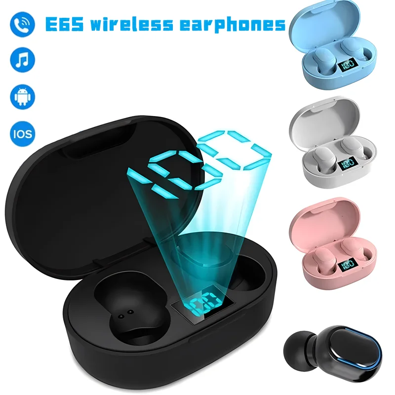 E6S Wireless Bluetooth Earphones Wireless Earphones TWS Headset Noise Cancelling Earphones with Microphone Headphones for Xiaomi