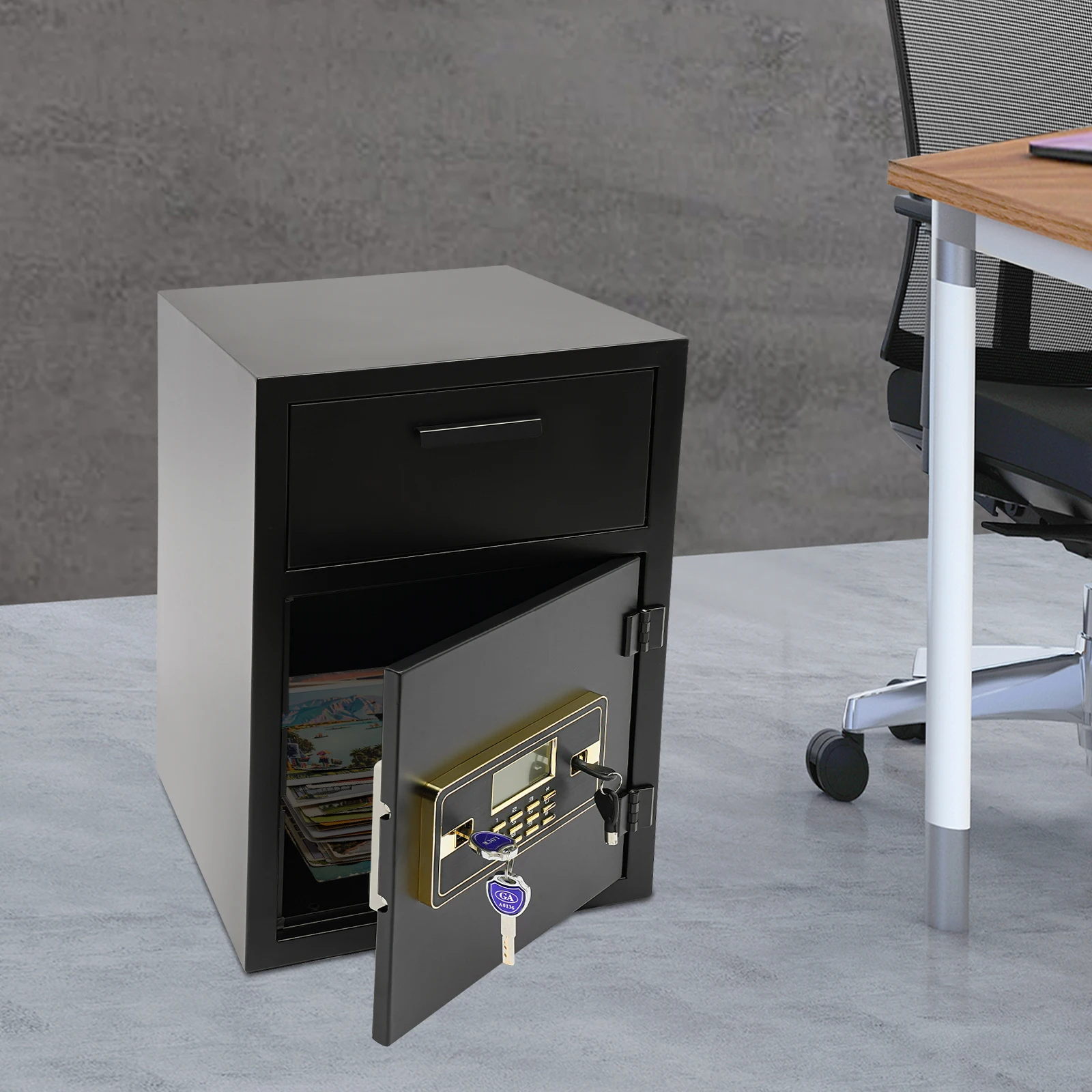 خزانة أمان رقمية بقفل إلكتروني 37 لتر مع فتحة إسقاط، 4 مفاتيح احتياطية لتخزين المستندات الثمينة النقدية والمكتب المنزلي #1