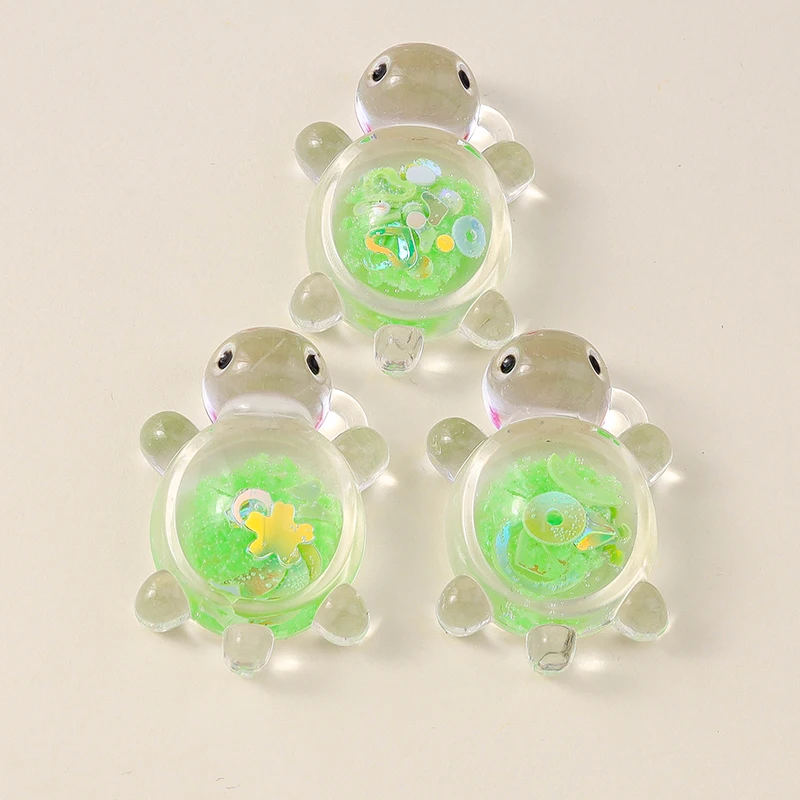 Leslie 10 Stück 21 x 30 mm kreative Glitzer-Schildkröten-Charms aus Kunstharz, Schildkröten-Anhänger für Ohrringe, Halskette, Schmuck, DIY, süßes Kinderspielzeug – Detail 10